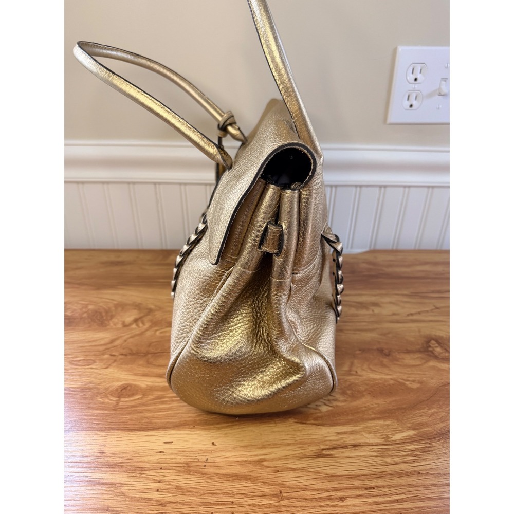 Rare Mulberry Bayswater Metallic Gold Leather Braided Handle Bag Vintage Y2K - Picture 14 of 16